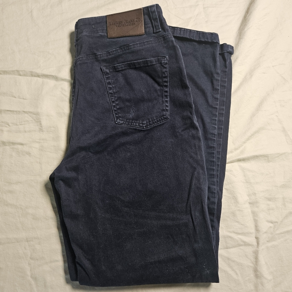 VTG Lauren Ralph Lauren‎ Navy Blue Jeans Size 8 Straight Leg Mid Rise Preppy
